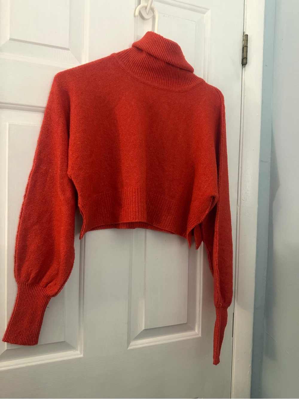 Urban Outfitters Red Cropped Turtleneck Open-Side Sweater Medium